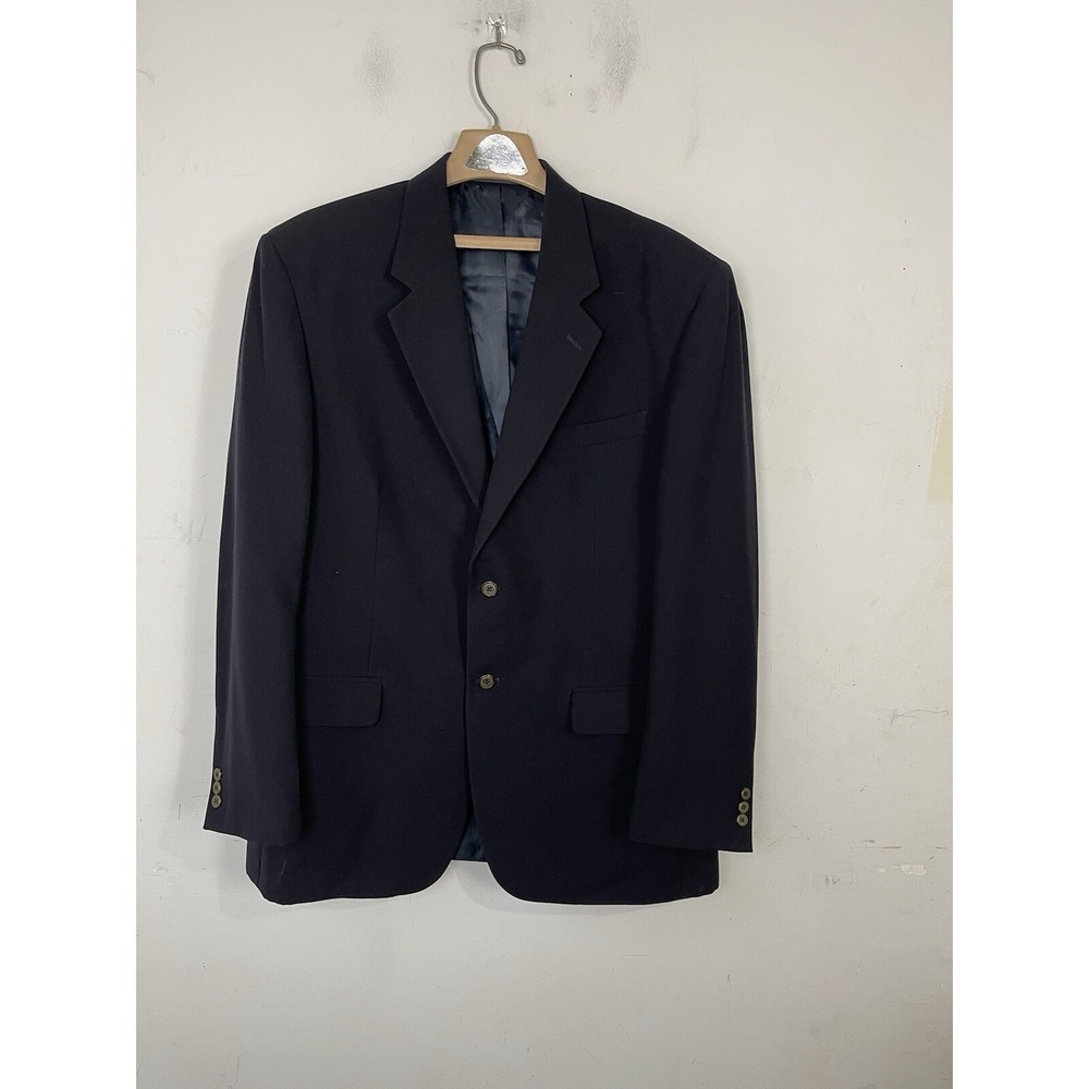 TravelSmith Men Blazer 44 Business Travel Wedding Navy Zip Pocket Blue Lined‎